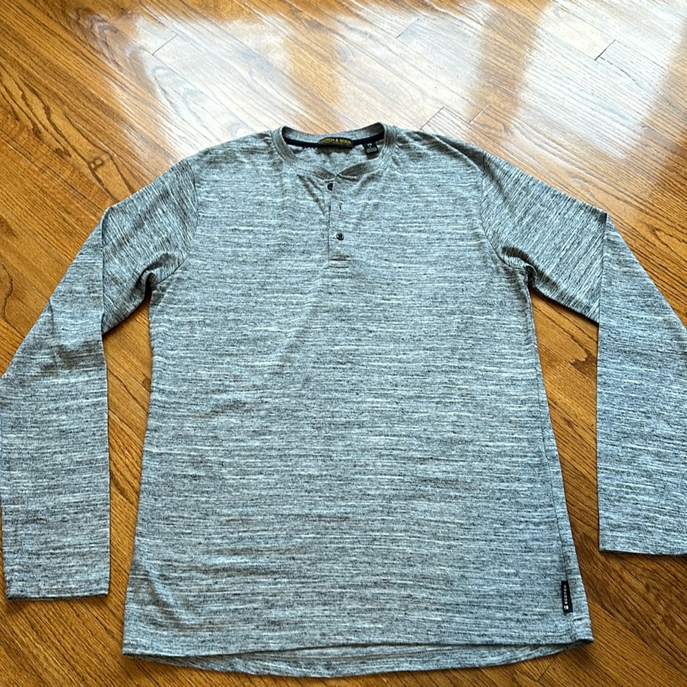 Scotch & Soda Gray Long Sleeve Henley Shirt